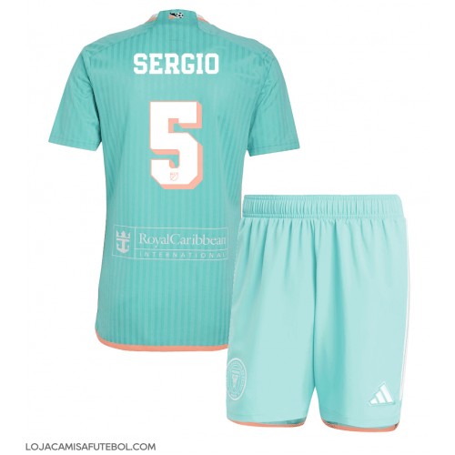 Camisa de Futebol Inter Miami Sergio Busquets #5 Equipamento Alternativo Infantil 2024-25 Manga Curta (+ Calças curtas)